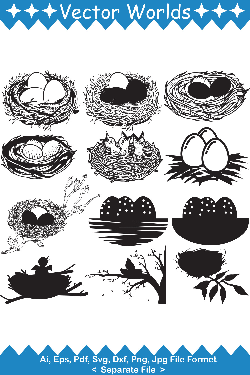 Eggs Nest SVG Vector Design Pinterest.