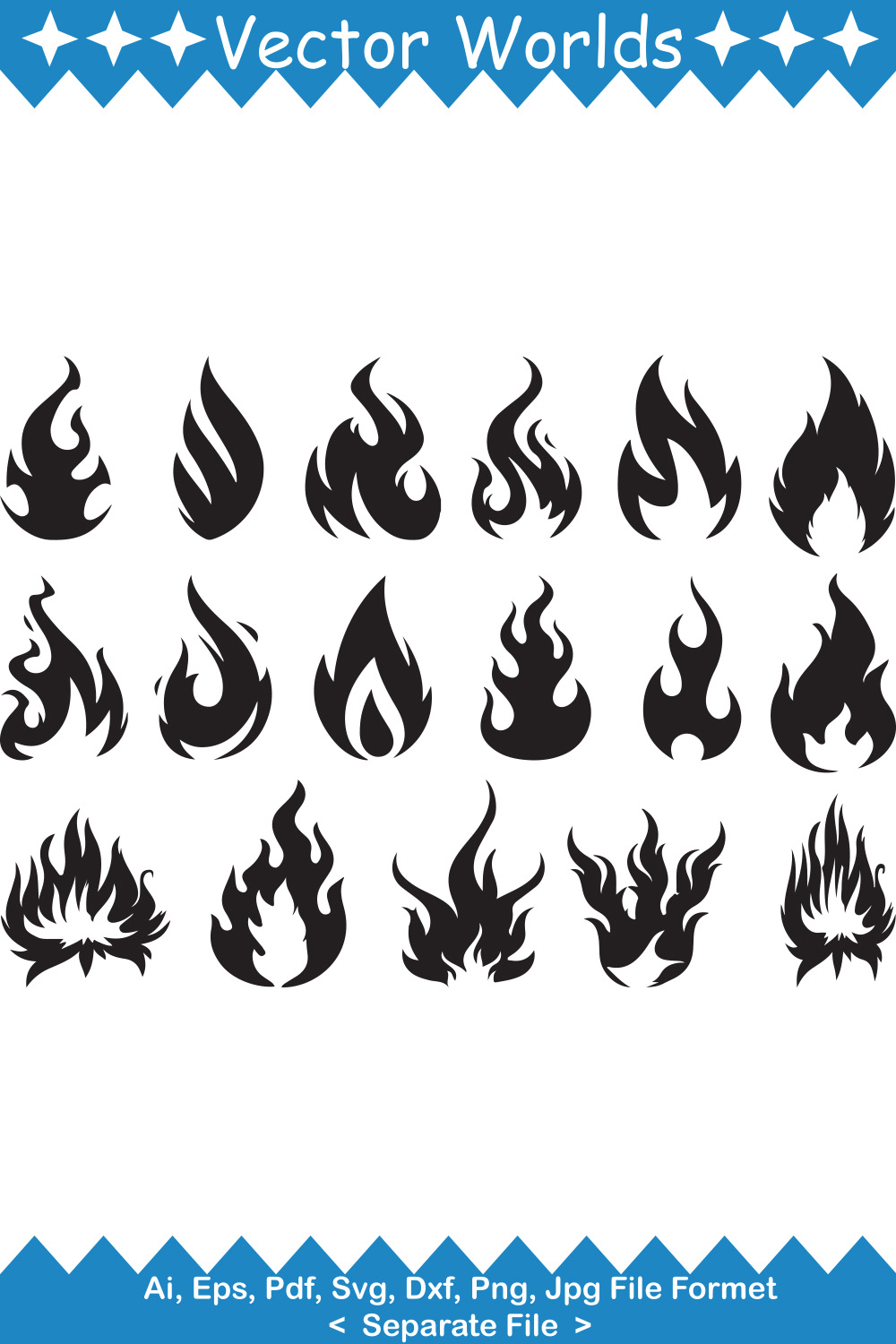 Fire SVG Vector Design pinterest image.