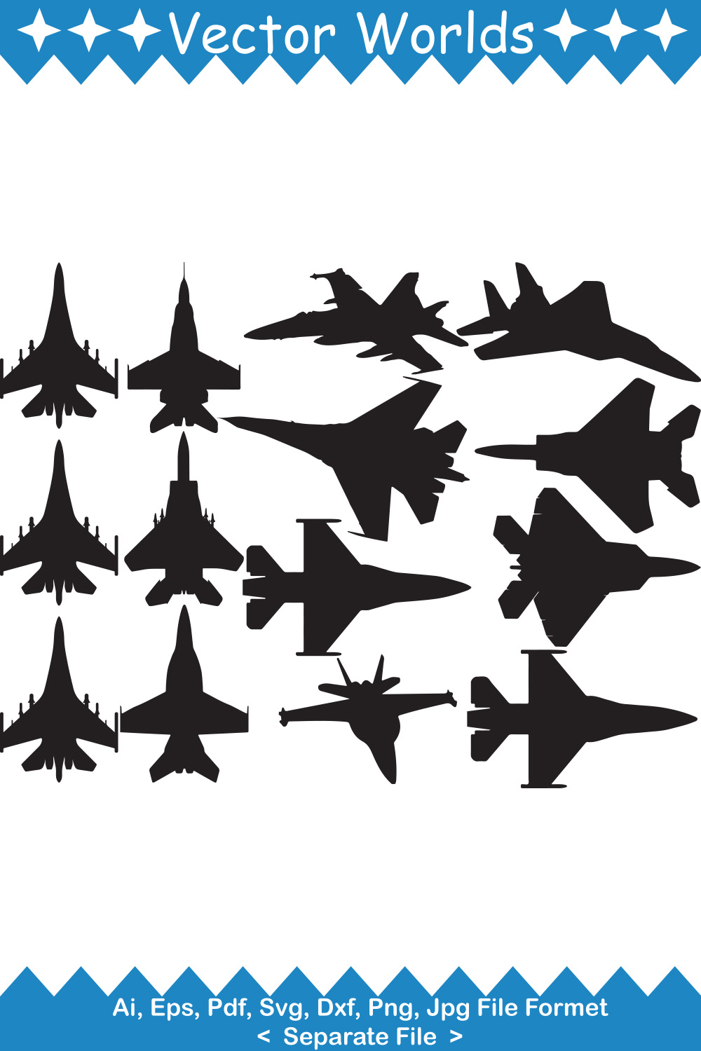 Fighter Plane SVG Vector Design pinterest image.