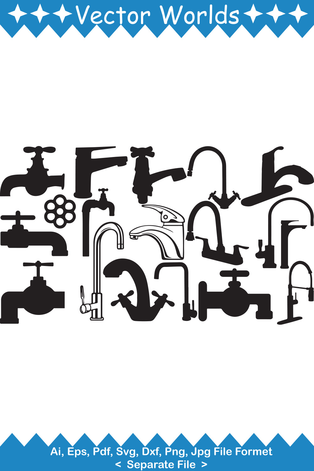 Faucet SVG Vector Design pinterest image.