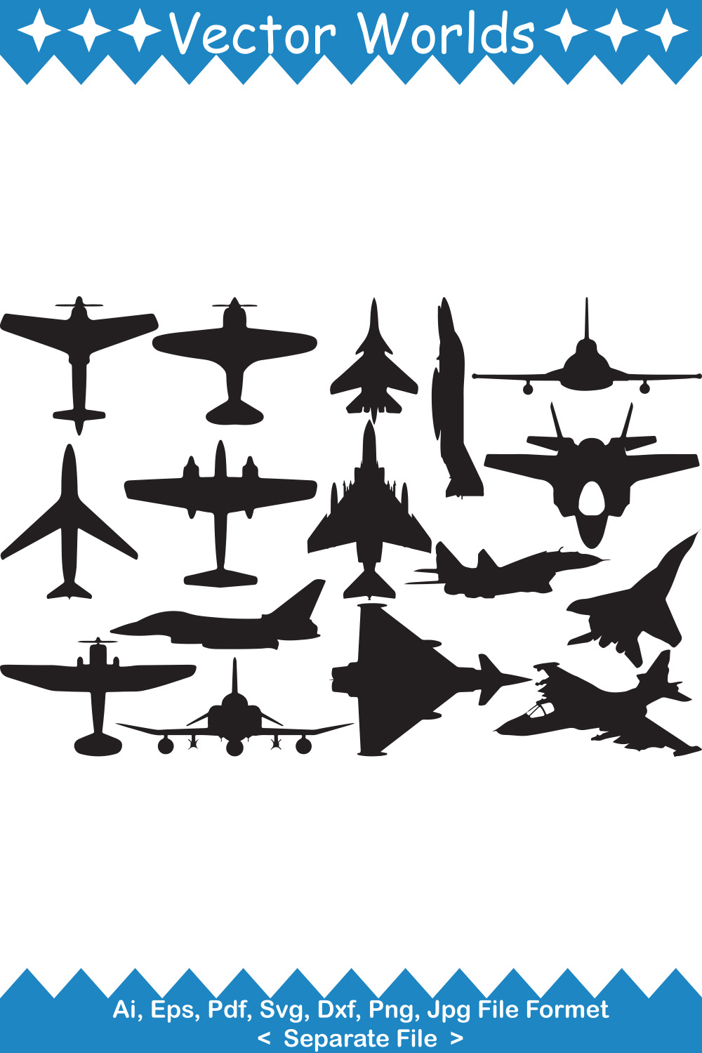 Fighter Aircraft SVG Vector Design pinterest image.