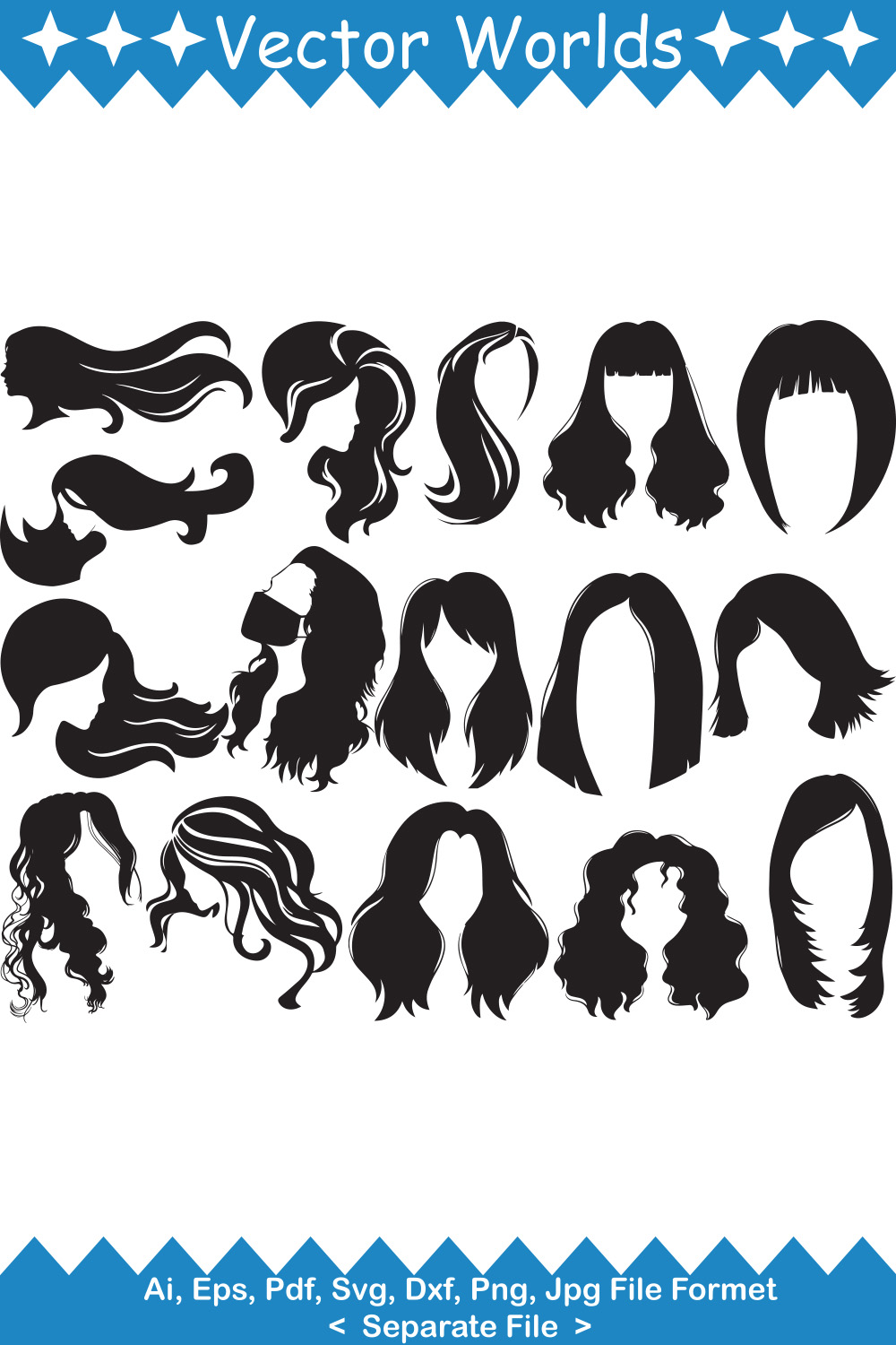 Hair SVG Vector Design pinterest preview image.