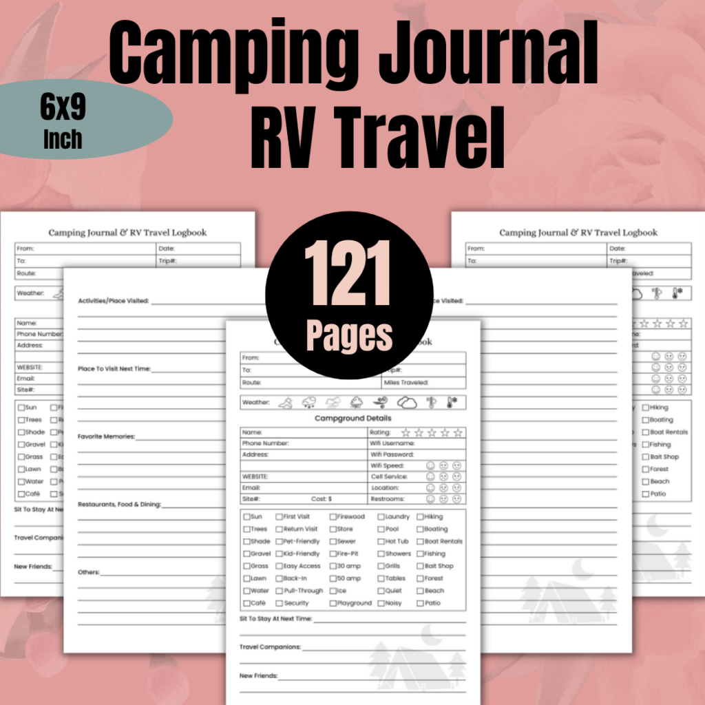 Camping Journal & RV Travel Logbook Planner KDP Interior MasterBundles