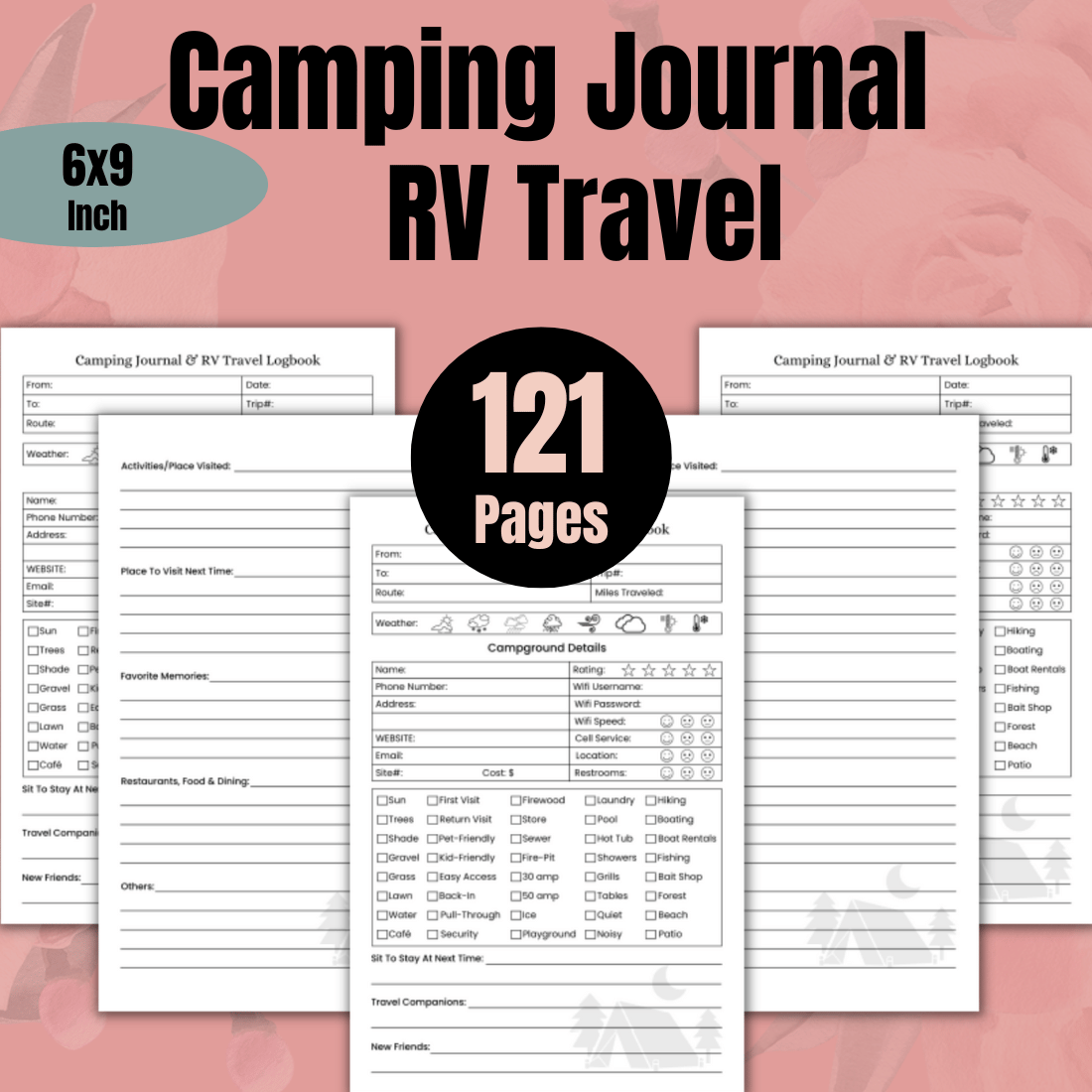 Camping Journal & RV Travel Logbook Planner KDP Interior main cover