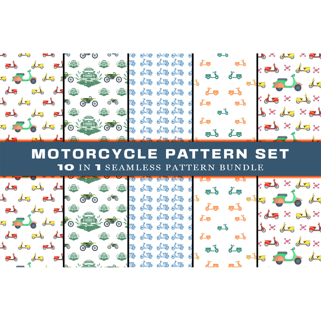 Collection of images of elegant patterns with motorcycles