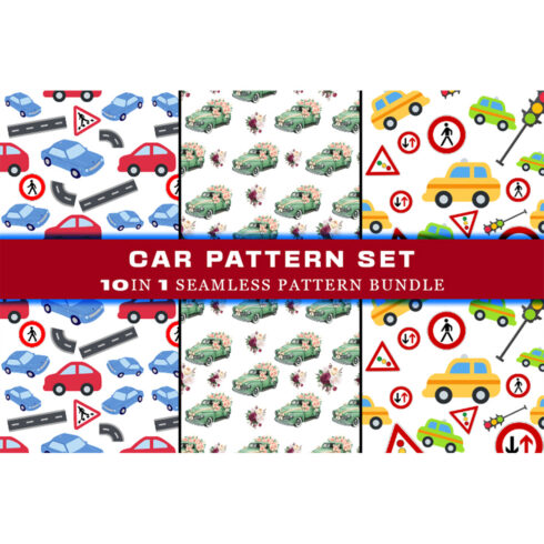Car Seamless Pattern Digital Papers V.1 main cover.