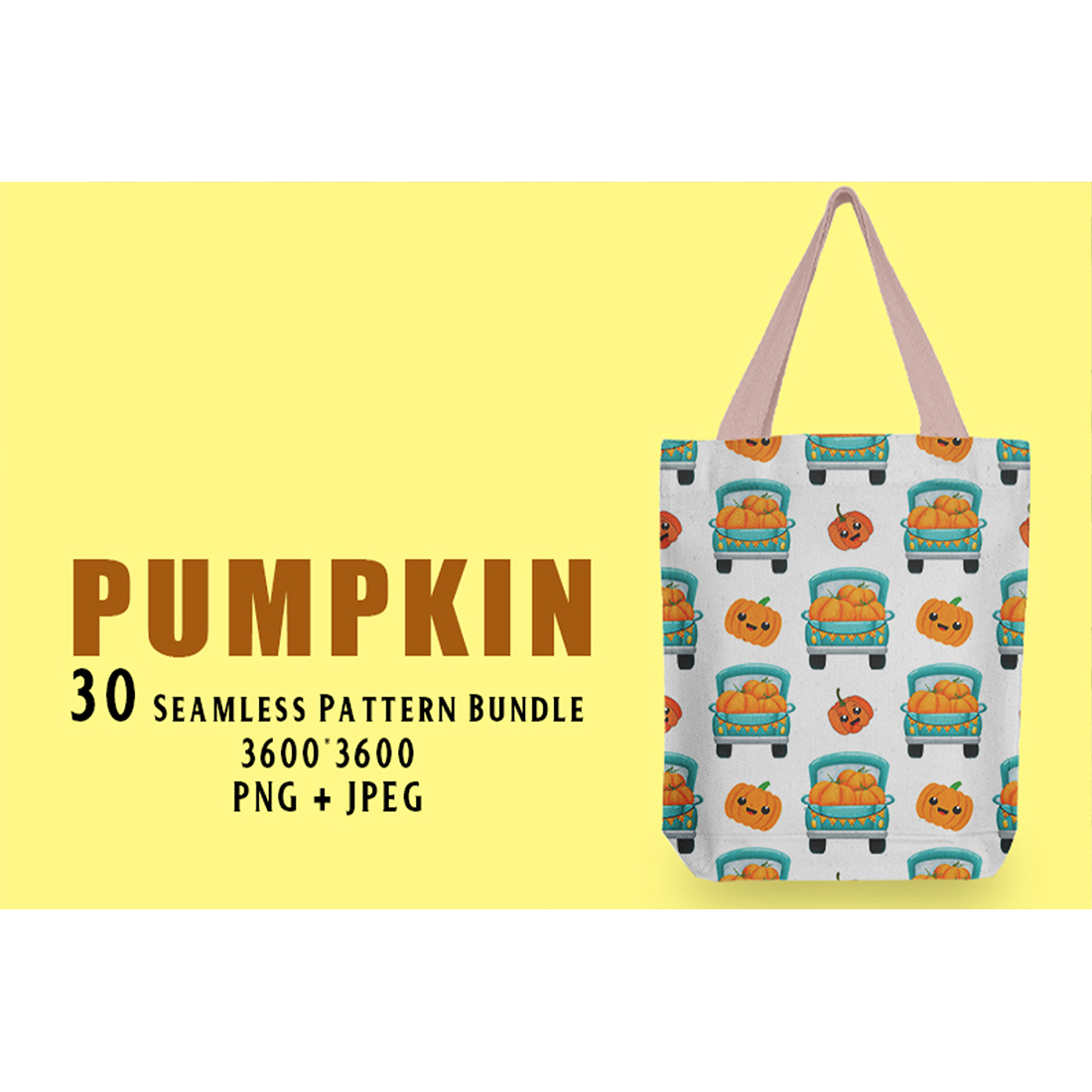 Image of bag with colorful patterns with pumpkin