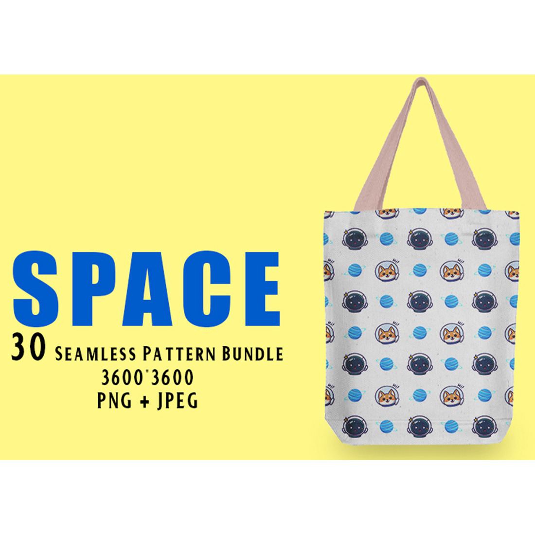 Image of a bag with enchanting patterns on the theme of space