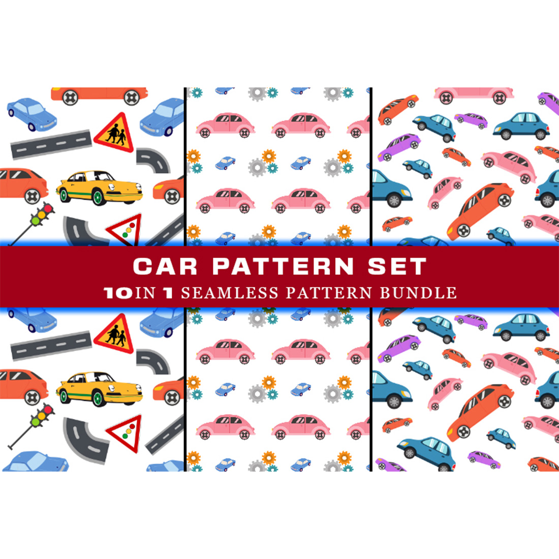 Car Seamless Pattern Digital Papers V.3 main cover.