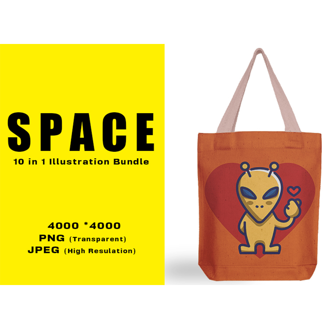 Image of a bag with a wonderful print on the theme of space