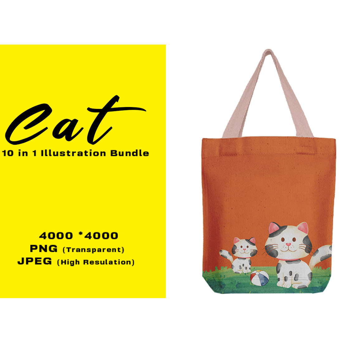 Image of bag with amazing print with cat
