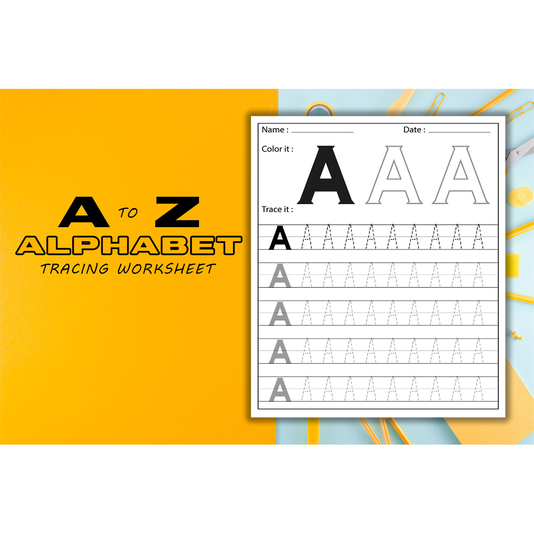 Image of an irresistible sheet for learning the letter A