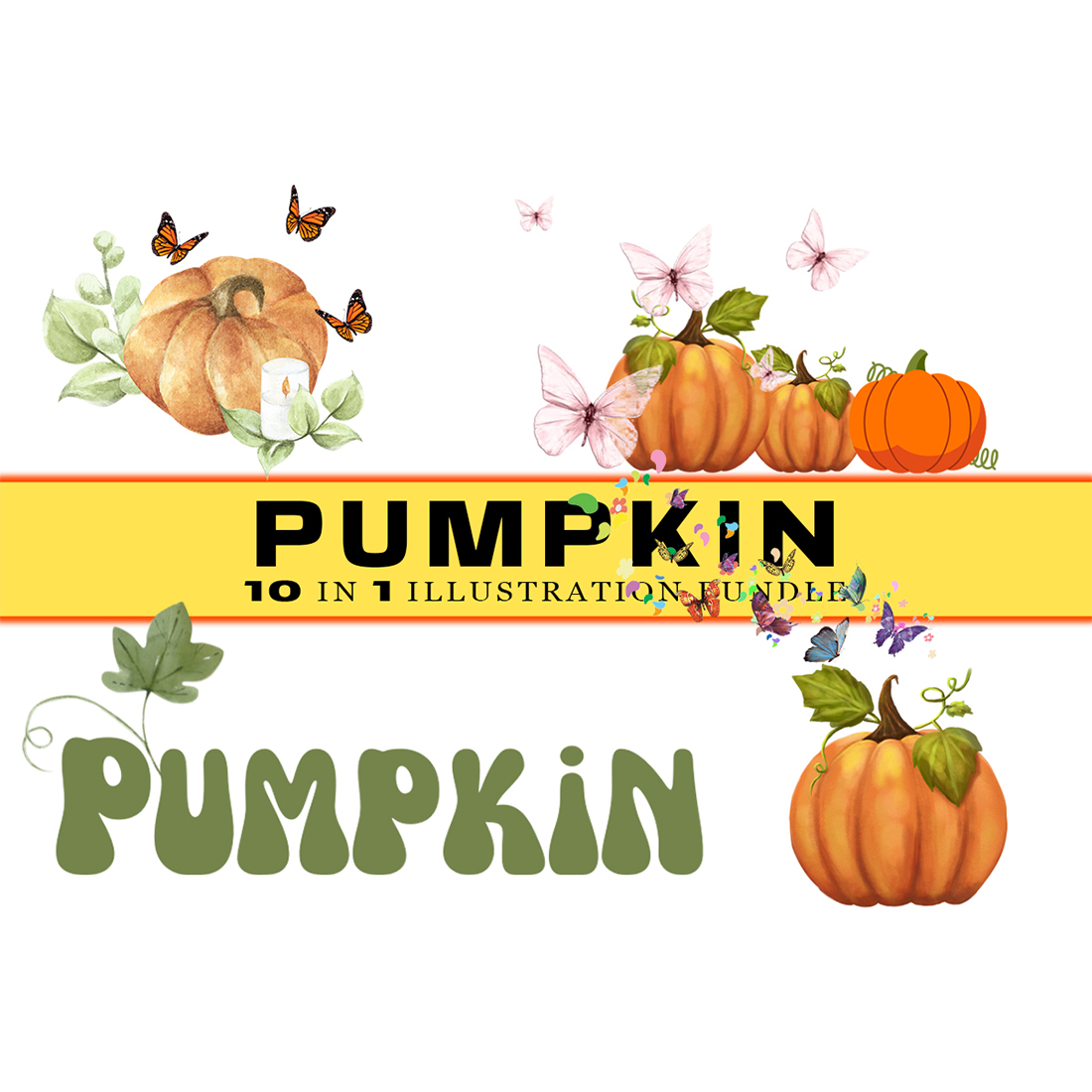 Set of adorable pumpkin images