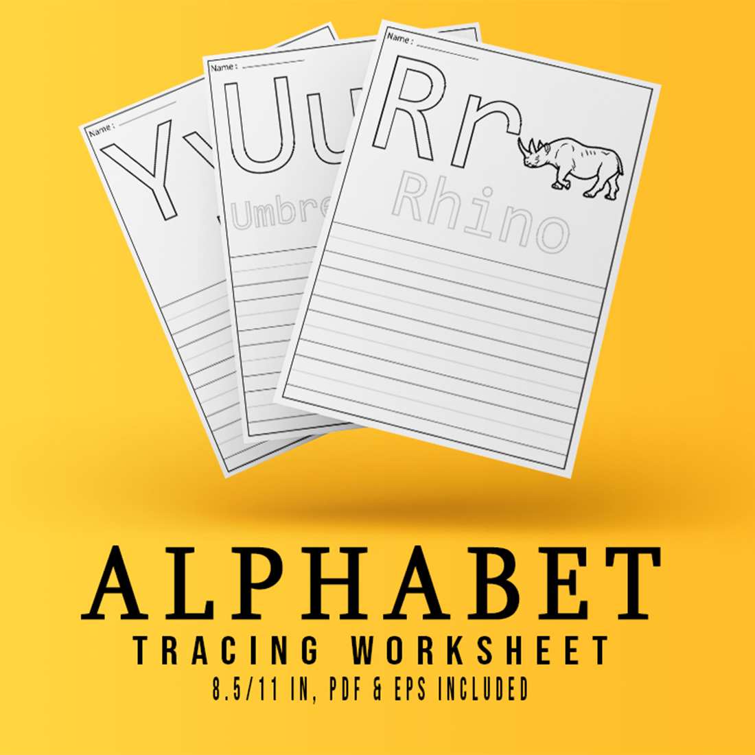 A to Z Alphabets Words Tracing Worksheets Coloring Page Bundle V.2 cover image.