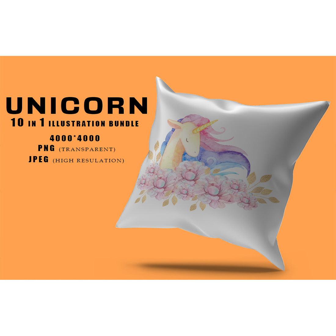 Image of pillow with amazing unicorn print