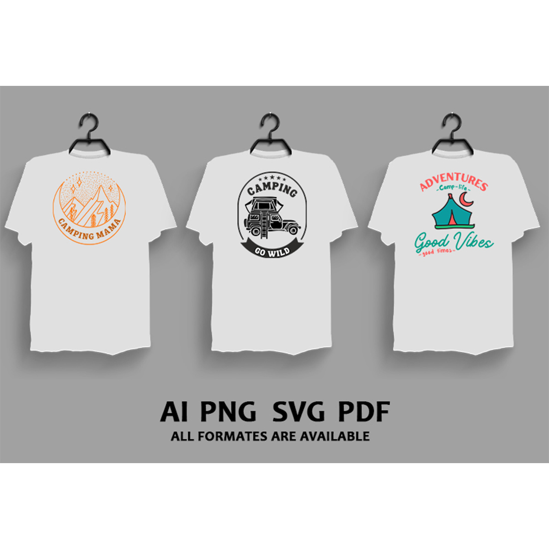 Best camping t-shirt design template with png files. - MasterBundles