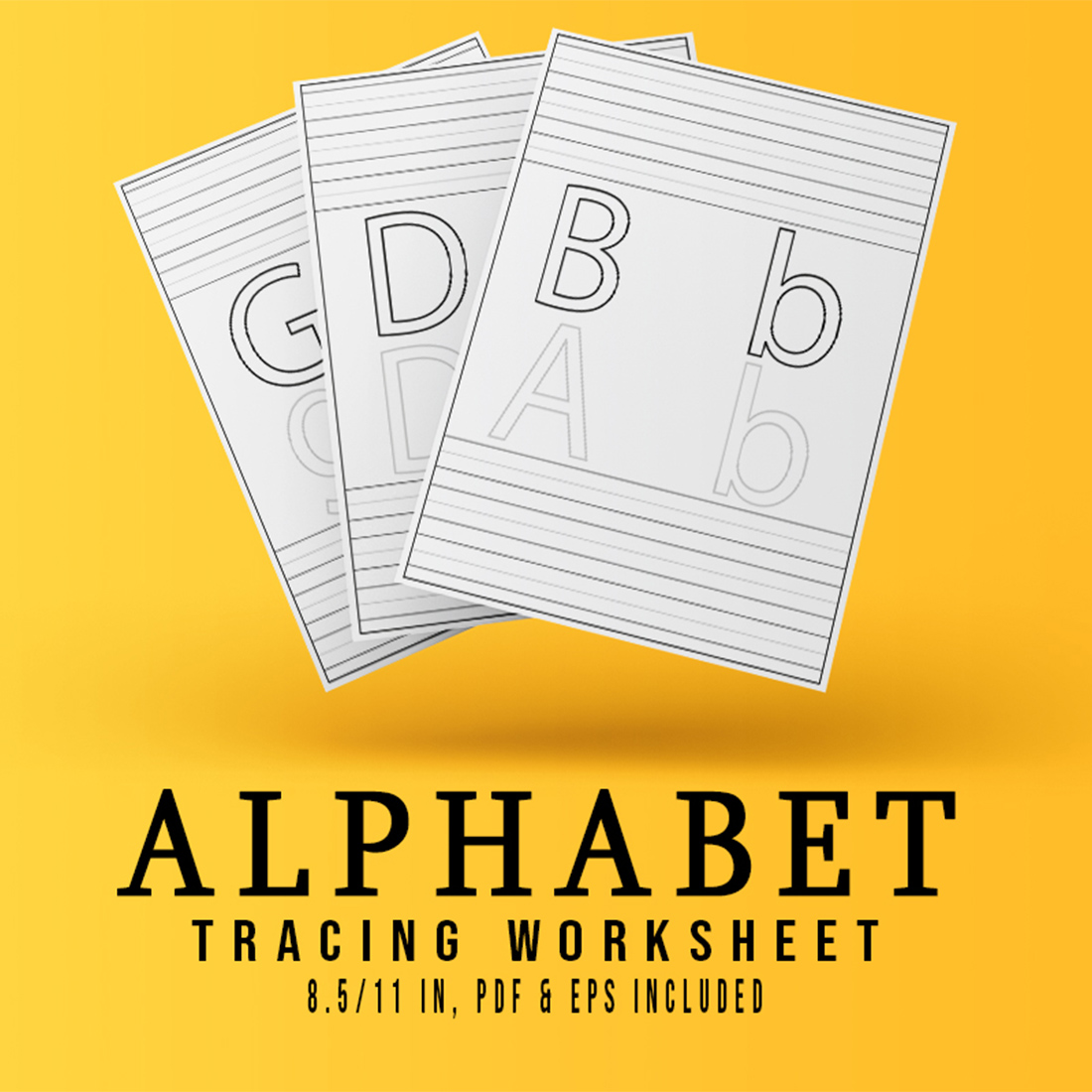A to Z Alphabets Words Tracing Worksheets Bundle V.1 cover image.