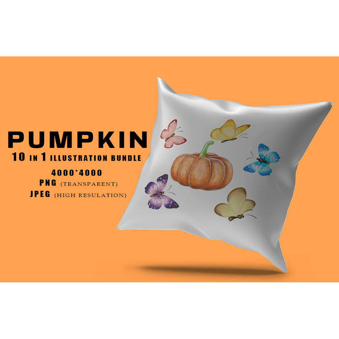 Image of a colorful pumpkin print pillow