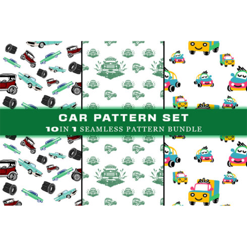 Car Seamless Pattern Digital Papers V.2 main cover.
