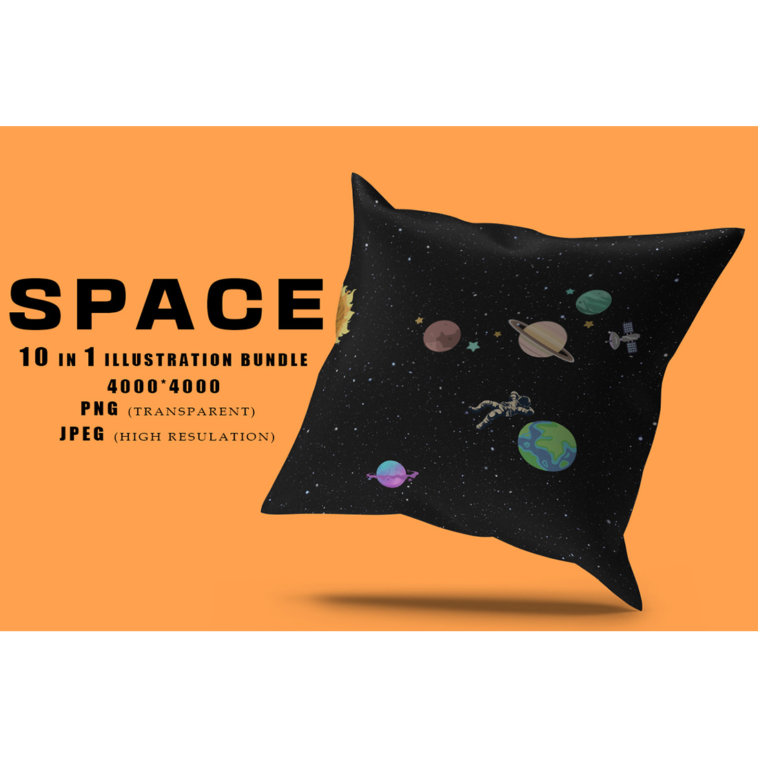 Cushion image with exquisite print on the theme of space