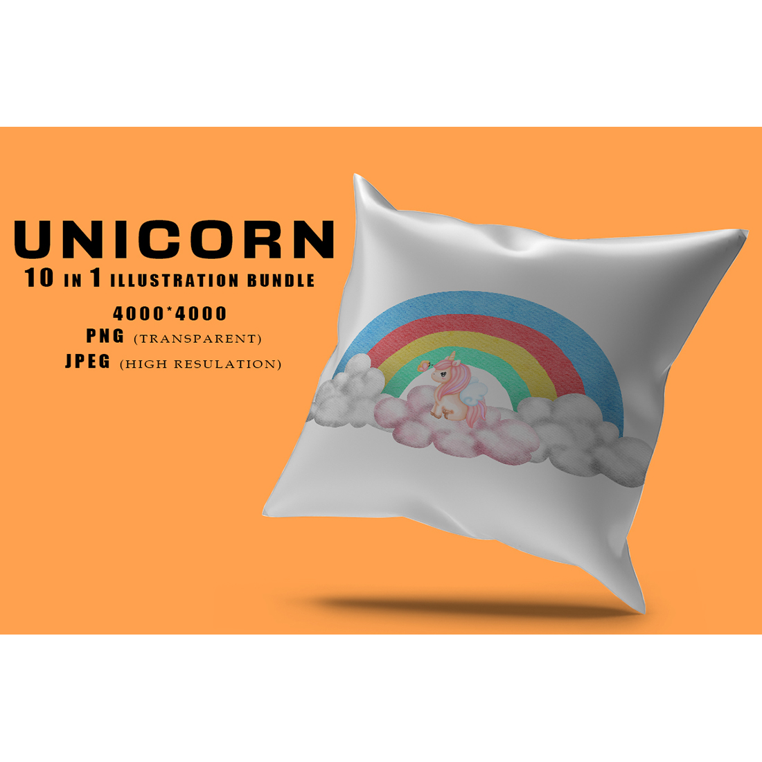 Cushion image with exquisite unicorn and rainbow print