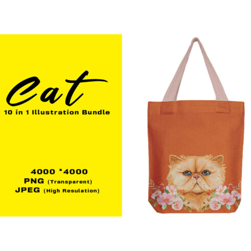 Image of bag with amazing print with cat