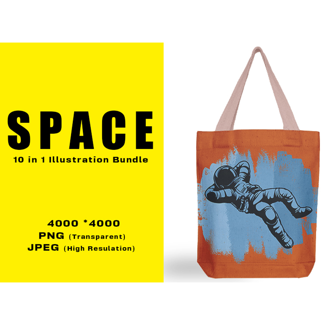 Image of a bag with an amazing print on the theme of space