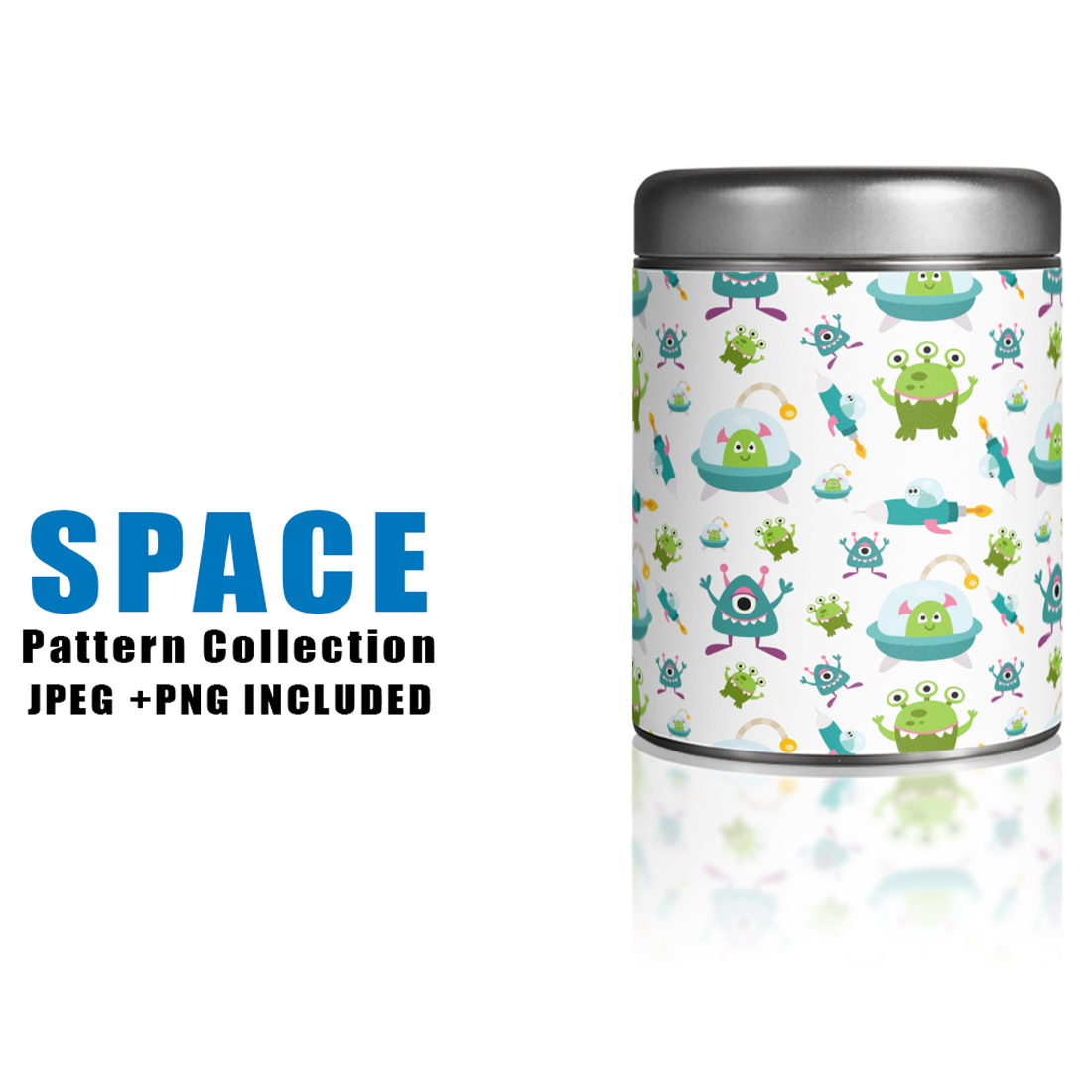 Image of a jar with elegant patterns on the theme of space
