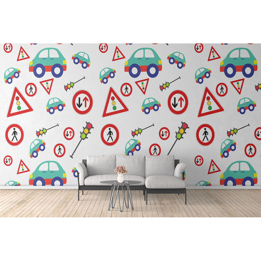 Cool wallpaper with cars and traffic symbols.