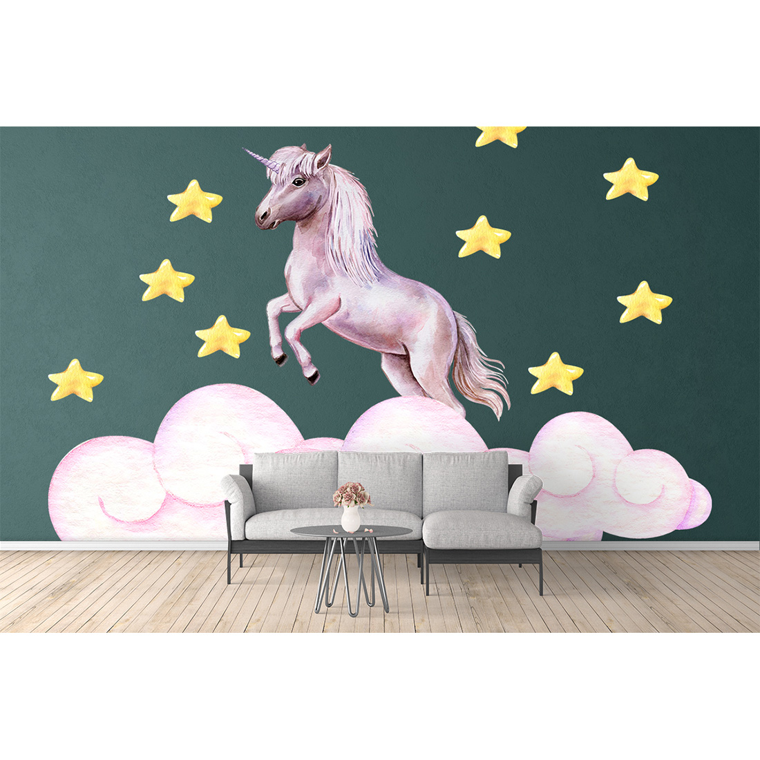Charming picture of a unicorn on the wall
