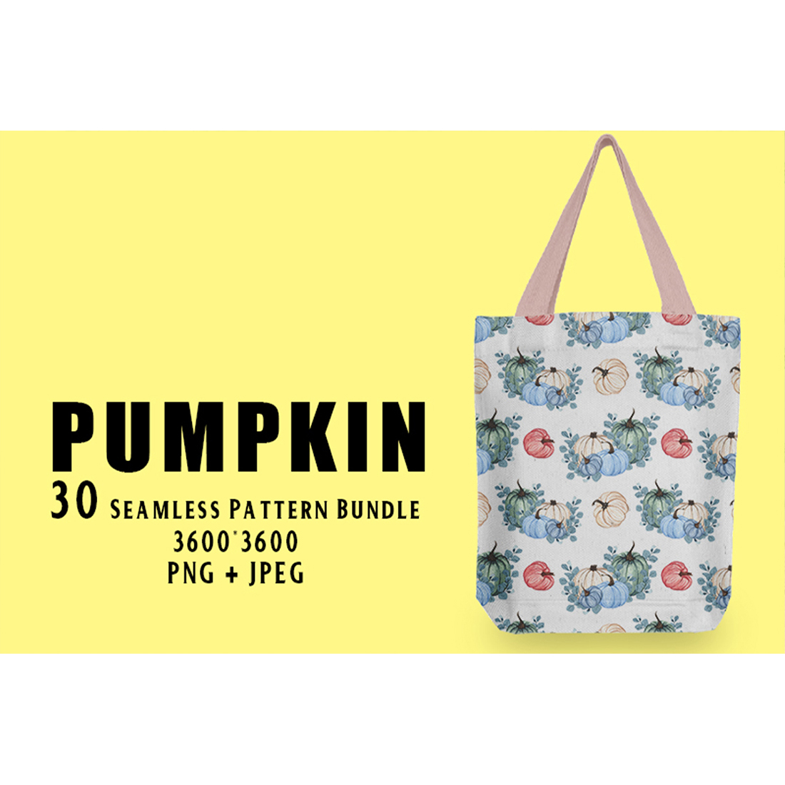 Image of bag with colorful patterns with pumpkin