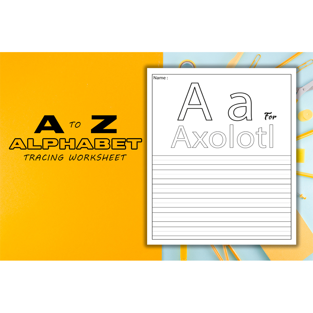 A to Z Mix Alphabets Word Tracing KDP Worksheets Bundle V.2 cover image.