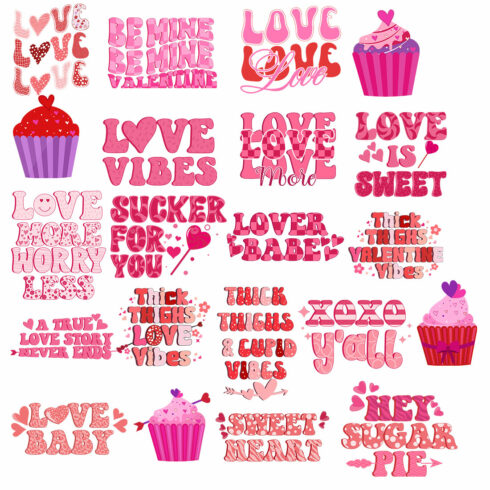 Retro Valentines Day Love Cupcake Bundle main cover.