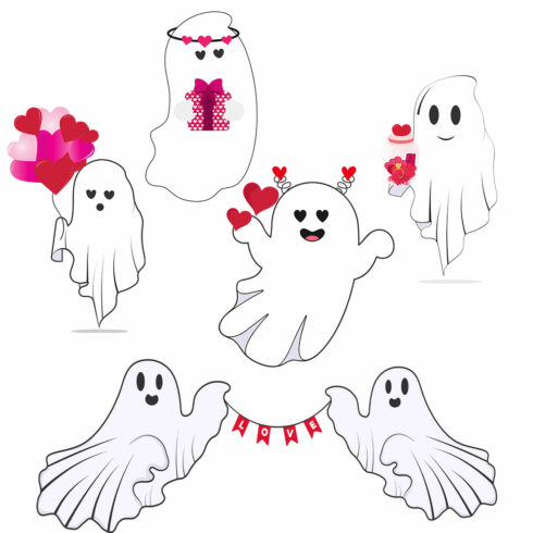 Valentine Retro Ghost with Heart main cover.