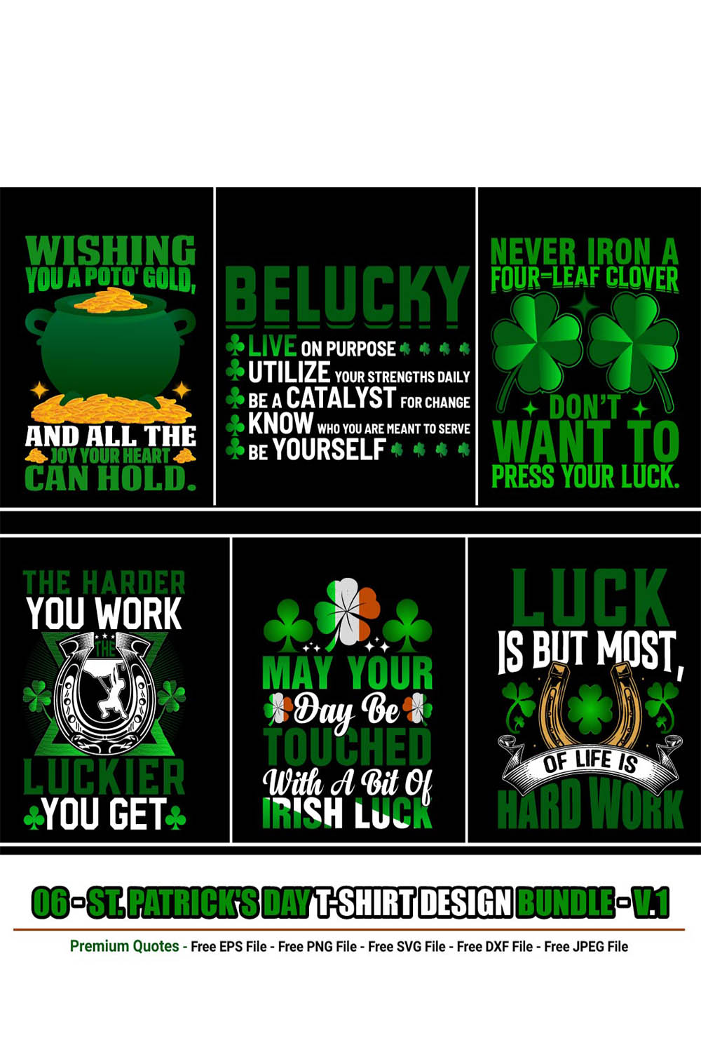 St. Patrick’s Day T-shirt Design Bundle pinterest image.