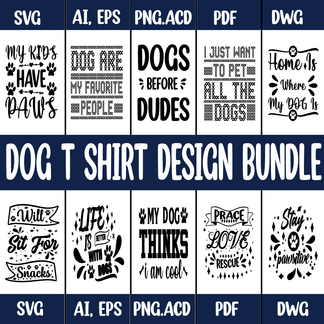 Dog T-Shirt Design SVG Bundle cover image.