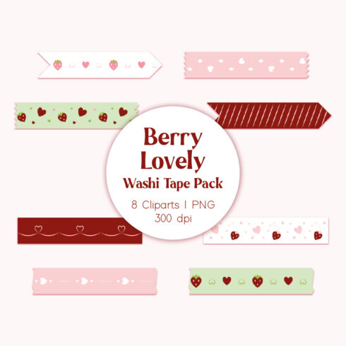 Berry Lovely Washi Tape PNG Pack.