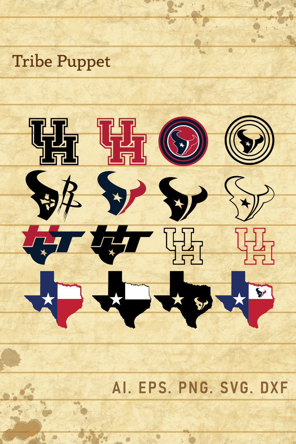 Houston Texans Logo Vector set pinterest preview image.