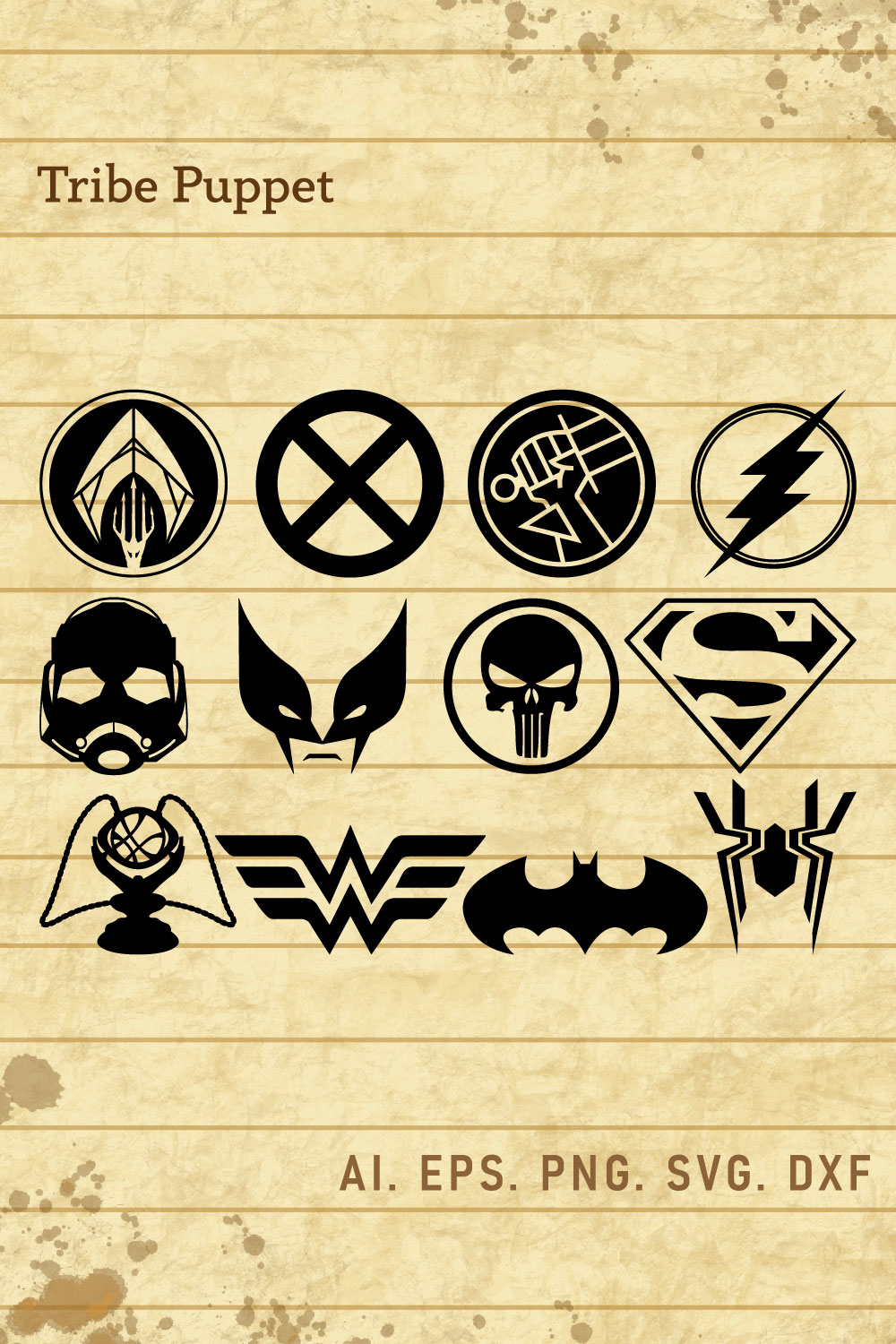 Marvel DC Logos vector set pinterest preview image.