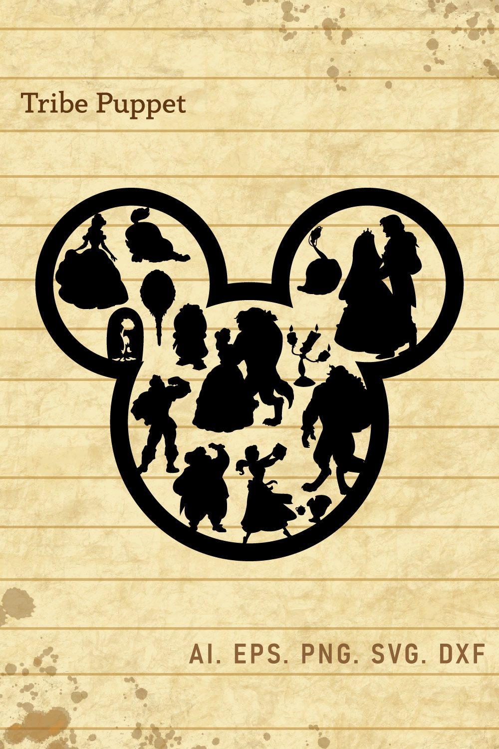 Disney Beauty And The Beast Mickey Vector Set pinterest preview image.