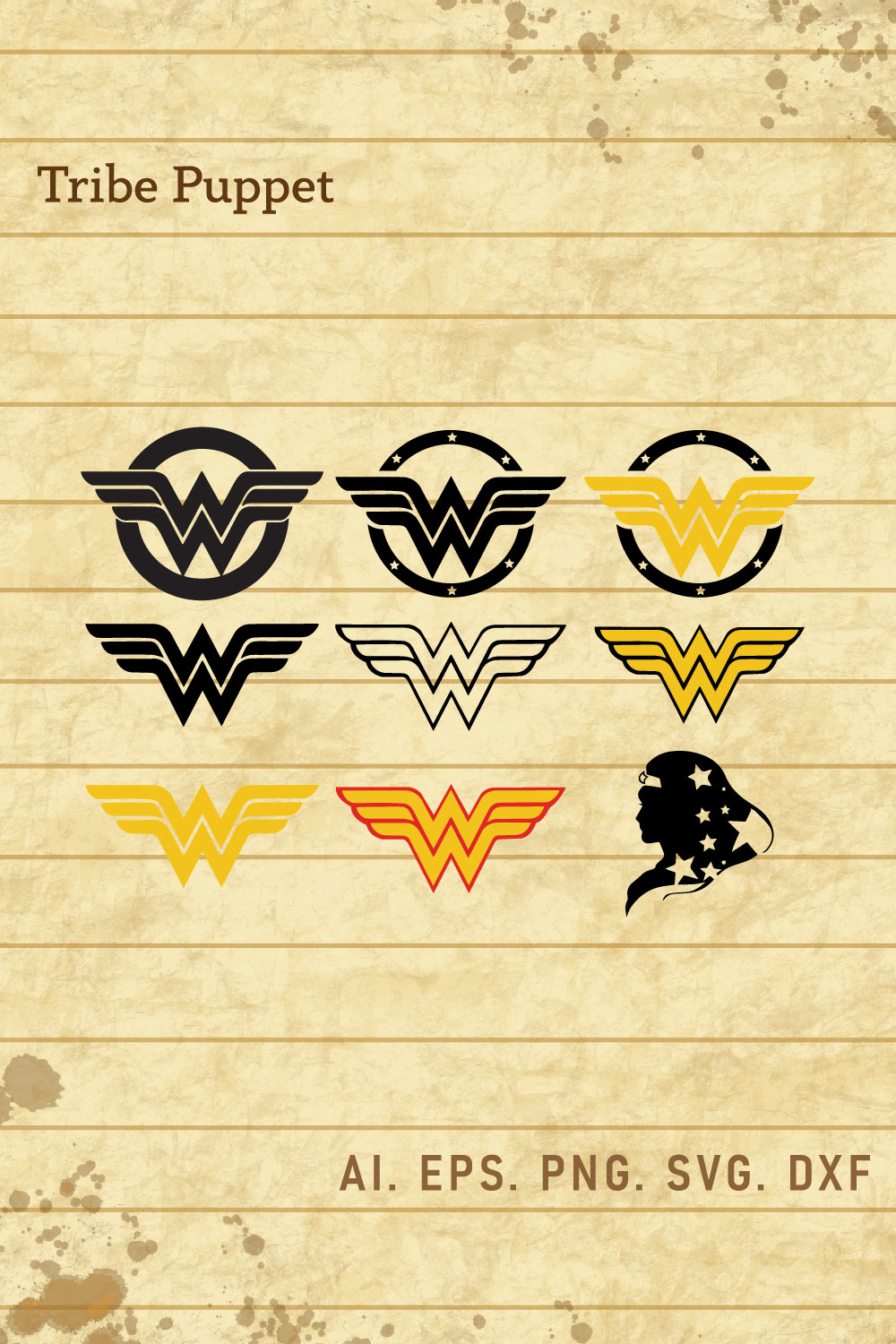 Wonder Woman Vector Set pinterest preview image.