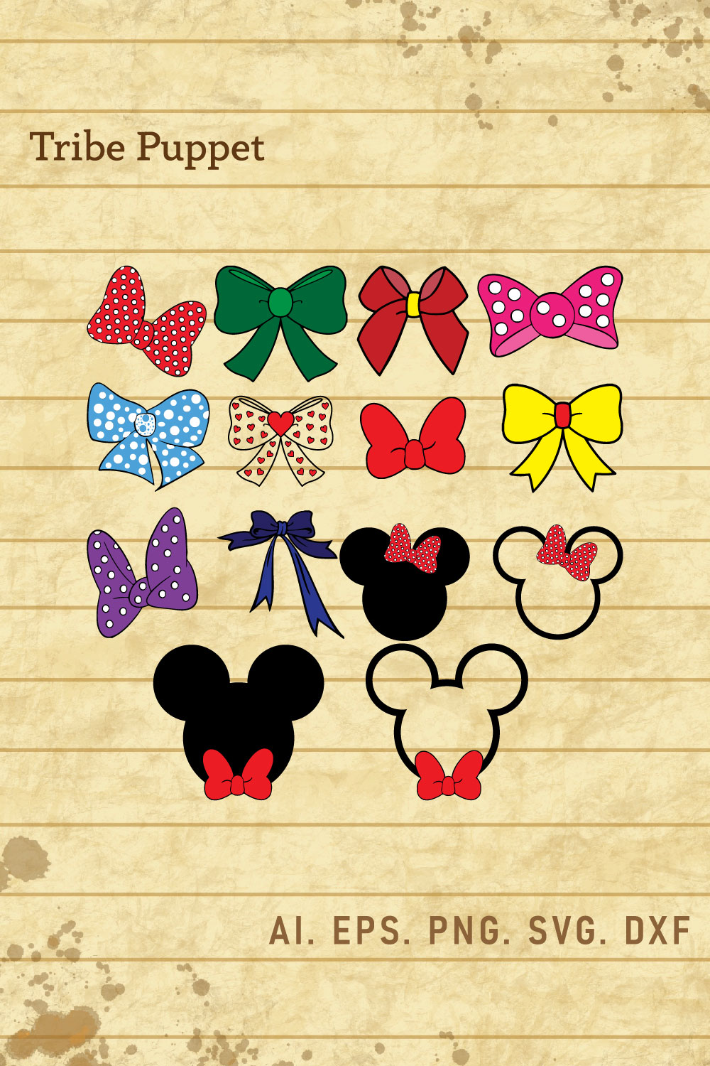 Mickey Bow Vector Set pinterest preview image.
