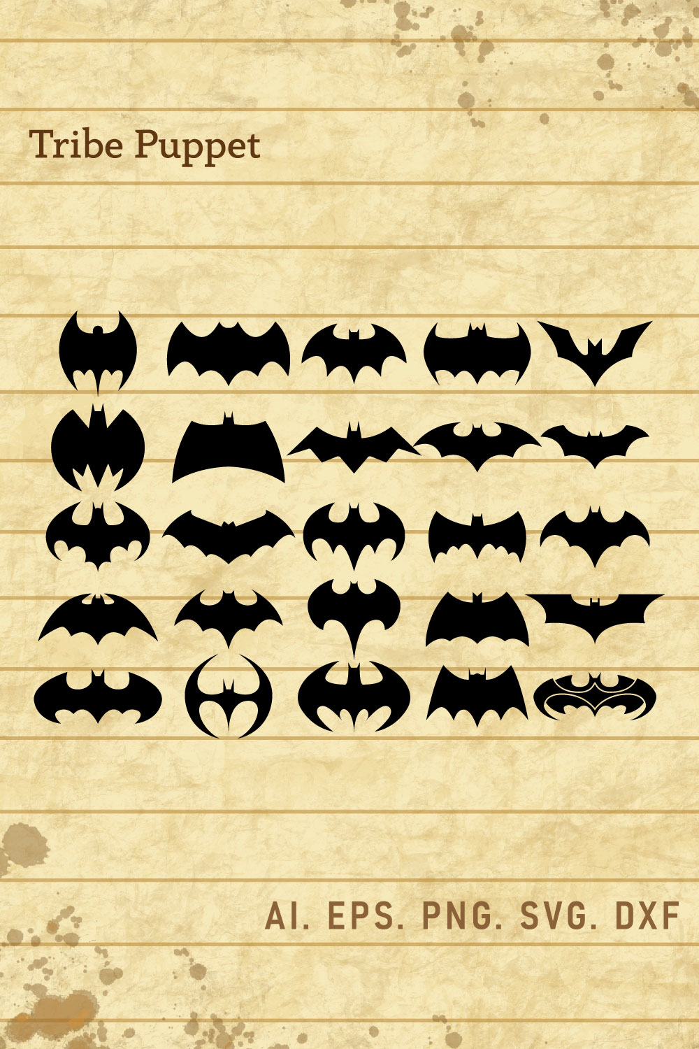Bat Man Symbols Evolution Vector set pinterest preview image.