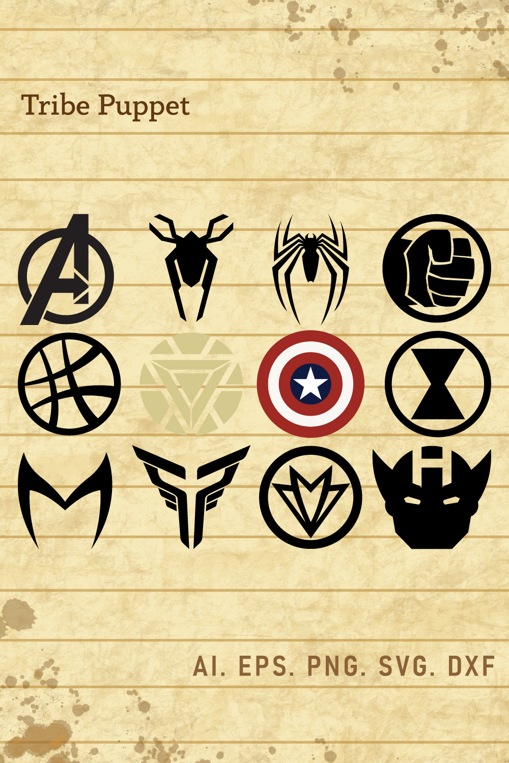 Avengers Logo Vector Set pinterest preview image.