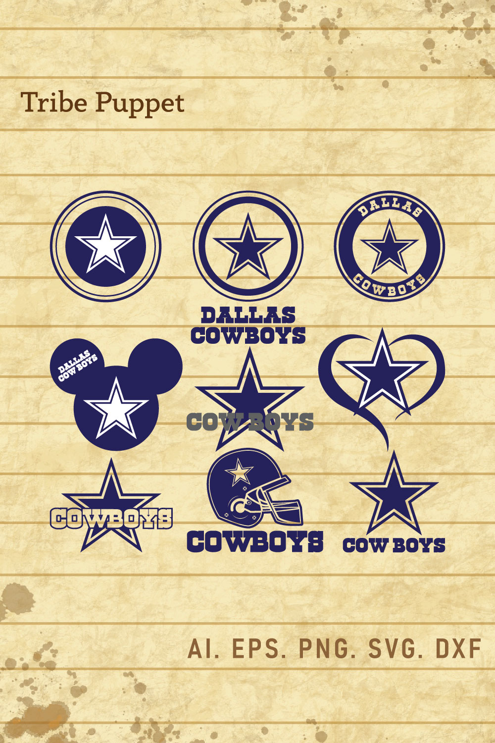 Dallas Cowboys Logo Vector Set pinterest preview image.