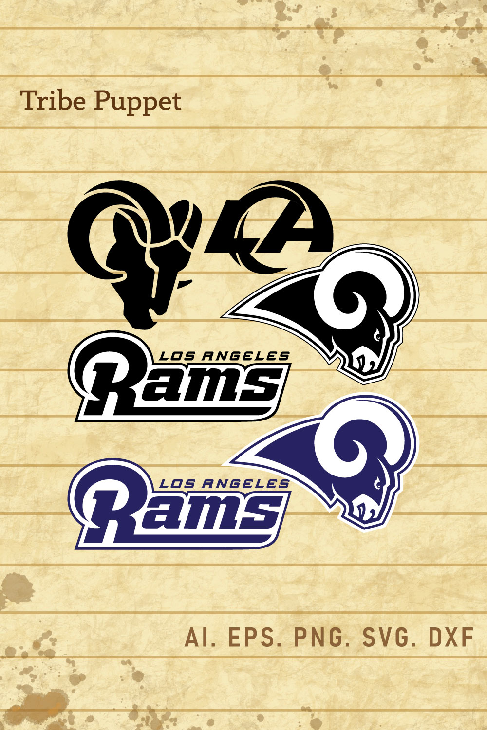 Los Angeles Rams Logo Vector Set pinterest preview image.