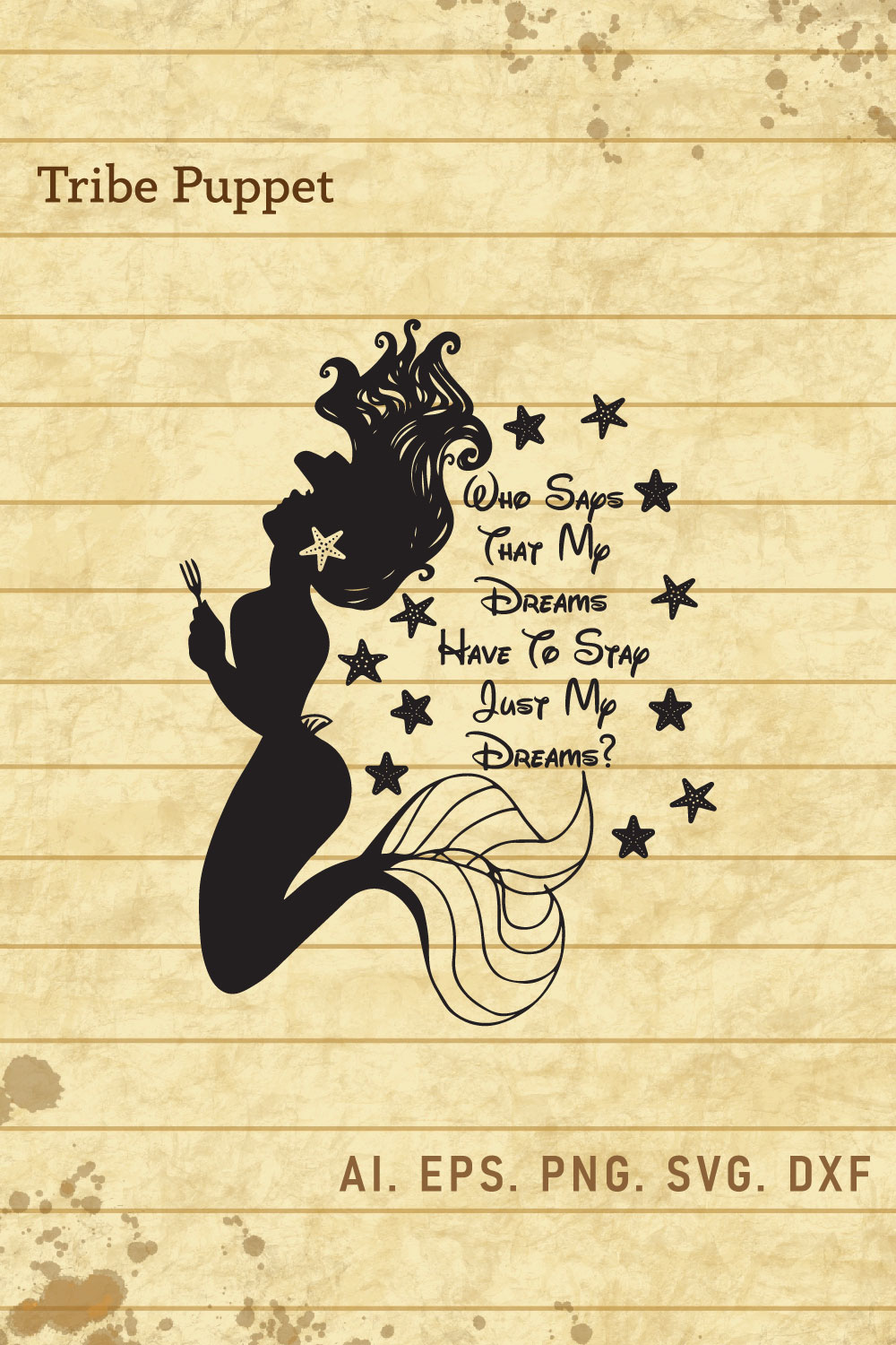 Mermaid Quotes Typography pinterest preview image.