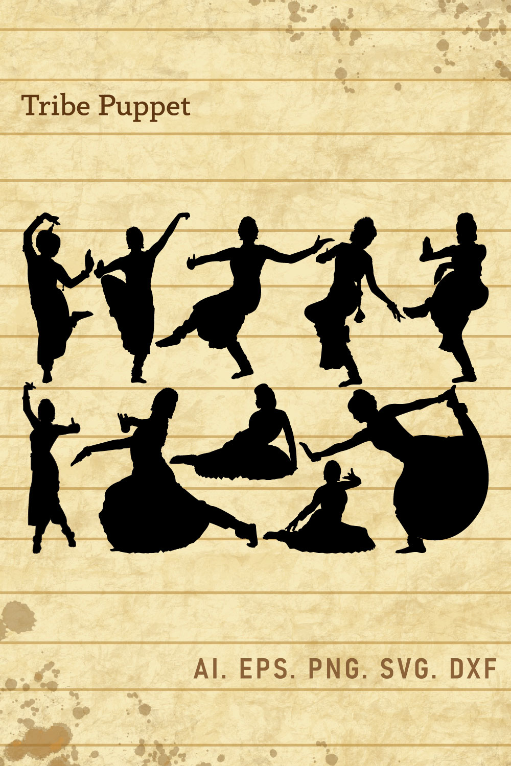 Bharatanatyam Dance Step Vector set pinterest preview image.