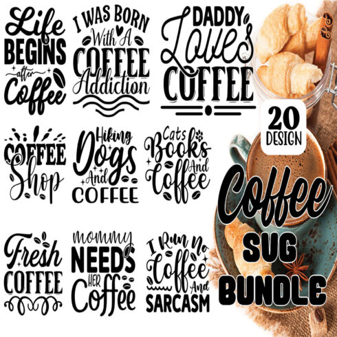 20 Coffee SVG Design Bundle main cover