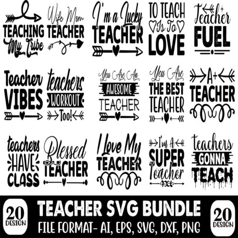 20 Teacher SVG Design Bundle main cover